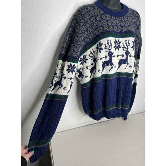 Vintage 90s Ash Creek Reindeer Sweater Acrylic Retro Size XL - Picture 2 of 7